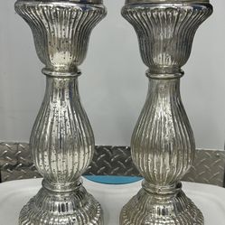 Silver  Pillar Candle Holders