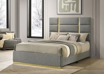 Modern Casual Queen Size Paneled Bed. 2 Colors Available!! 