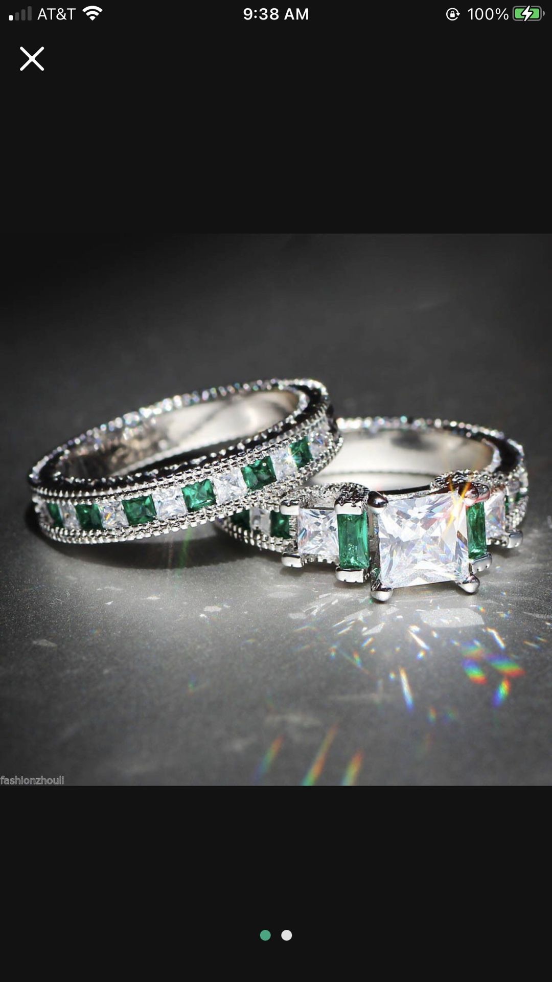 *NEW ARIVAL* 2 PC Emerald Green Princess Cut Engagement Wedding Ring SZ 7 And10 *See My Other 800 Items*