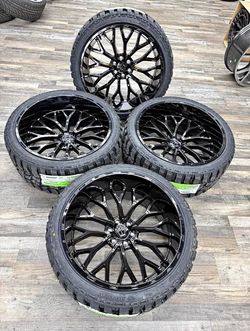 24x12 TIS 565B WHEELS GLOSS BLK RIMS 6x139/6x135 + 33” MT TIRES F-150 EXPEDITION SILVERADO DENALK