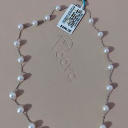 Great Gift For the Holidays!  Real Pearl Necklace In 14K White Gold Chain! 