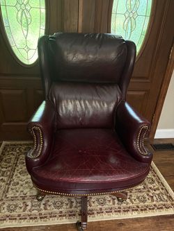 Burgundy Leather Wingback Executive Office Chair