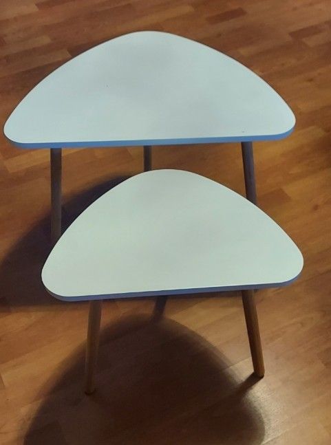 HOMFA Nesting Coffee End Tables Modern Decor Side Table for Home and Office (White, Set of 2) $35