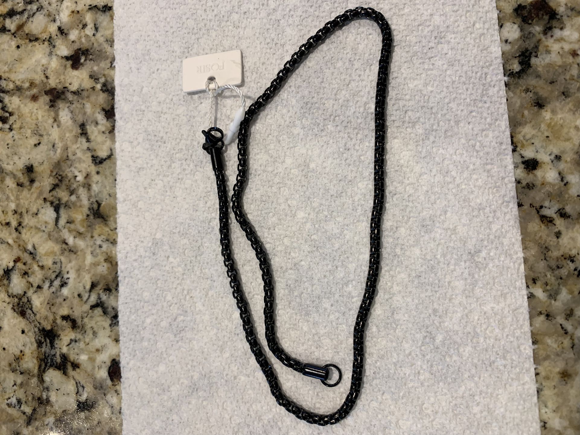 New 18 Inch Black Stainless Steel Metal Necklace Unique Link Design, Lobster Claw Clasp, 2 Mm Thick