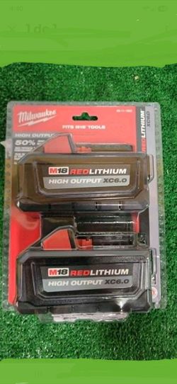 BRAND NEW MILWAUKEE M18 48-11-1865 XC 6.0 AH HIGH OUTPUT BATTERY 2 PIECES PACK