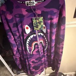Bape 3x Long Sleeve Purple Camo Shirt