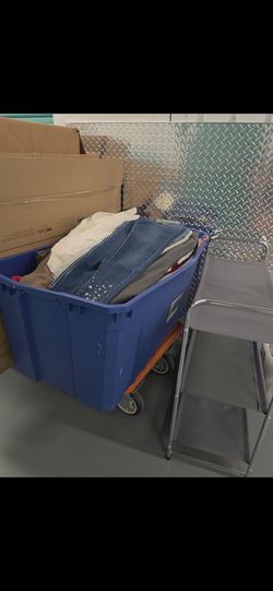 Huge bin of clothes different designer name brands Tops Dresses Shirts Shorts Jeans Sweaters