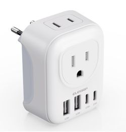 ELEGRP European Travel Plug Adapter with USB Ports