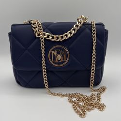 BADGLEY MISCHKA NAVY QUILTED LARGE CROSSBODY BAG