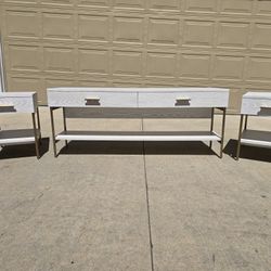 West Elm Foundry Low Console (60") & Matching Side Tables- Delivery Available 