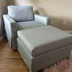 Light Blue Accent Chair And Ottoman 