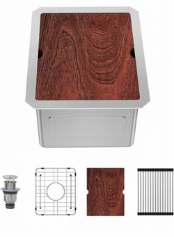 12x15 Inch Undermount Bar Sink Stainless Steel Single Bowl
16 Gauge Stainless Steel , Workstation, Handmade, Deep Basin Sink with Accessories,Outdoor