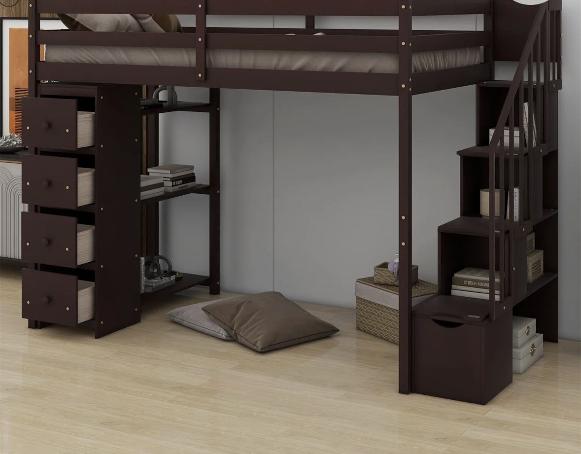 Free Wood Twin Loft Bed With Storage Must Pick Up In Naperville 