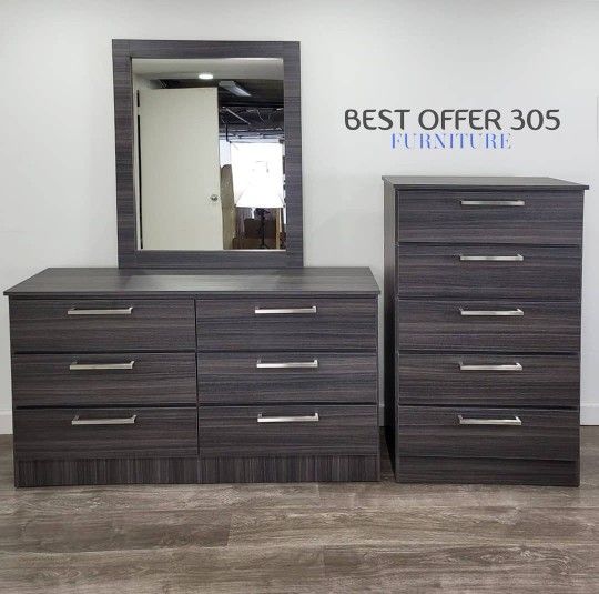 Dresser Whit Mirror And Chest Cómoda Con Espejo Y Gavetero