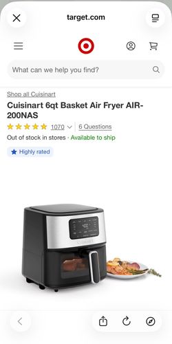 Cuisinart 6 Qt Digital Air Fryer w/ Viewing Window -