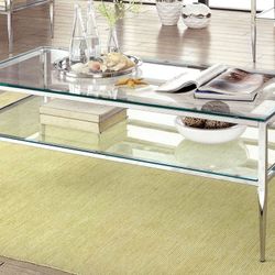 Brand New Glass Chrome Coffee Table 