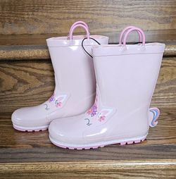 New With Tags!! Size 3 Unicorn Toddler Girls Rainboots Waterproof 