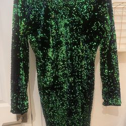 Holiday Green Sequins Dress