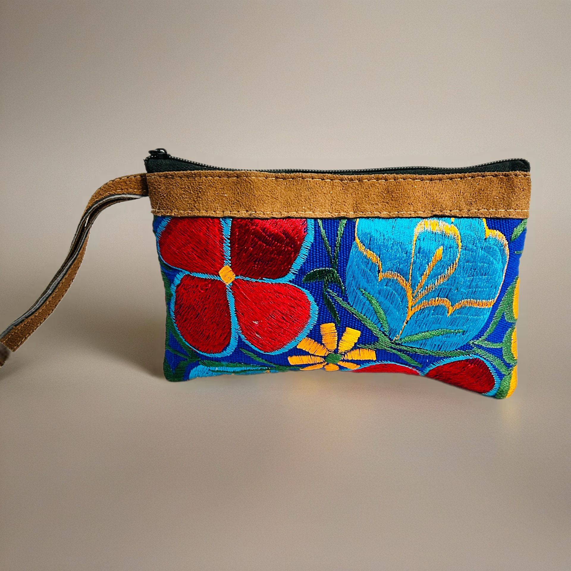 Suede Embroidered Clutch