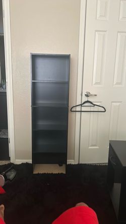 Tall Black Bookshelf with 5 Shelves