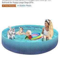 Foldable Dog Kiddie Pool - Hard Plastic Kids Paddling Pool Toddler Baby Swimming Pool for Backyard Collapsible Whelping Box Pet Doggie Cats 