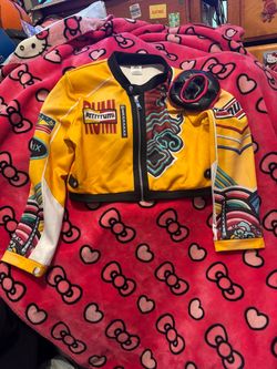 Rumi Moto-Style Graphic Zip-Up Jacket Large
