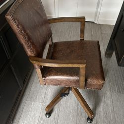 Pottery Barn Leather Desk Swivel Chair 