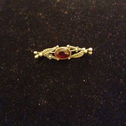 Sterling Silver  Brooch with Amber Stone 