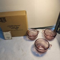 VINTAGE NEW Home Interiors Amethyst "Tiara Sandwich" Glass Cups 2.75" Tall