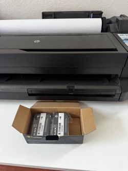 HP DesignJet T120 24" Plotter / Wide Format Printer + Spare Ink — Works Great