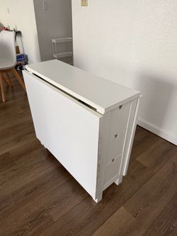 White Folding Drop-Leaf Dining Table