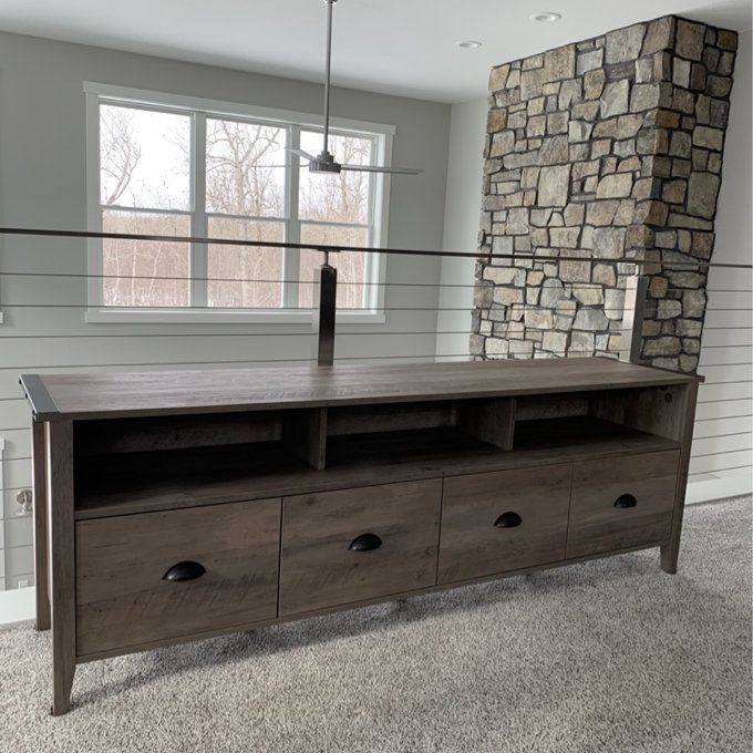 Large New Greywash TV Stand with Storage Drawers