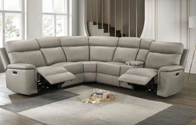 🤍 New Oliverus Taupe Power Sectional