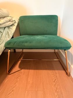 Green Velvet Accent Chair Gold Metal Frame