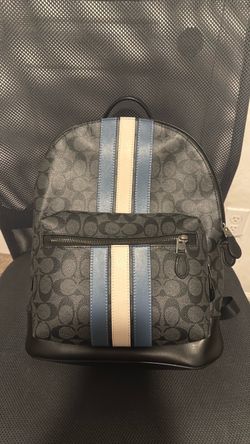 Coach mens black striped backpack