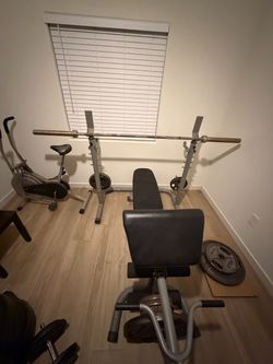 Weight Bench with Squat Rack and Barbell