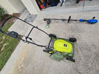 Sunjoe Lawnmower + Kobalt Weedeater Trimmer