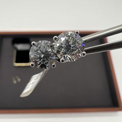 2.09 CTW VS+ F Color Solitaire Diamond Earrings Set In 14K White Gold