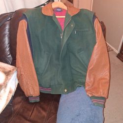 Gant Leather Bomber Men's M sz Jacket, Flyer Wool, And Leather ,Durable