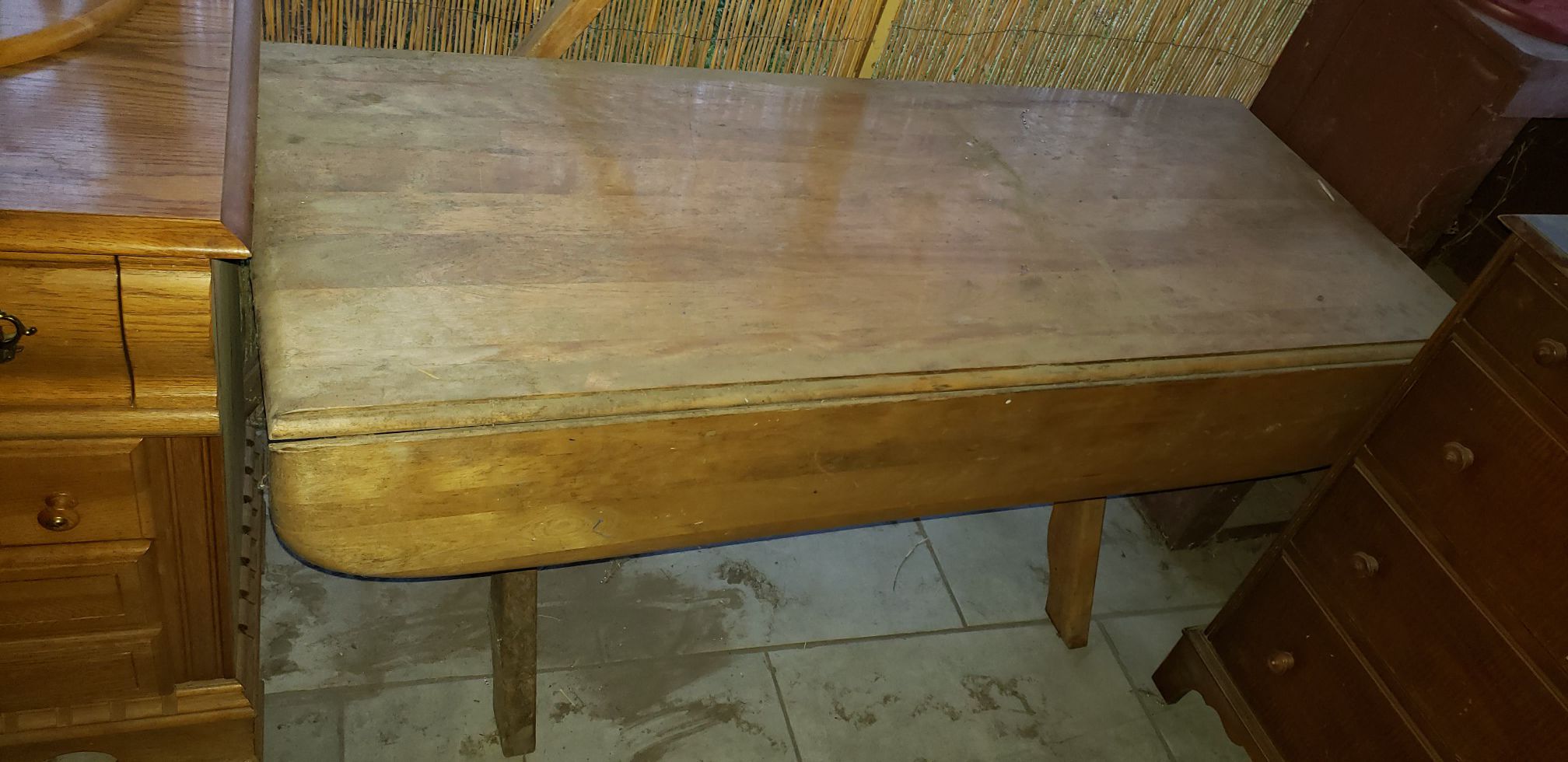 old table with folding ends