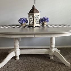 Rustic Farmhouse Dining Table W/ Leaf Extension 
