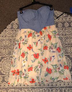 Summer Strapless dress Jean and floral print