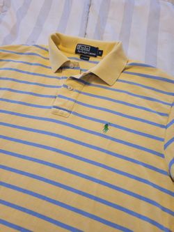 Ralph Lauren Polo Shirt Yellow And Blue Size Medium 