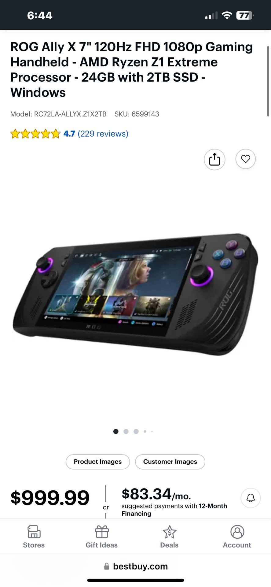 Asus Rog Ally Handheld