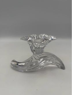 Gorham Clear Art Glass Daffodil Candle Holder