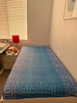 IKEA Twin Bed Frame (Slakt) with Zinus Spring Mattress