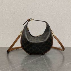 Logo Printed Calfskin Handbag Women's Tan