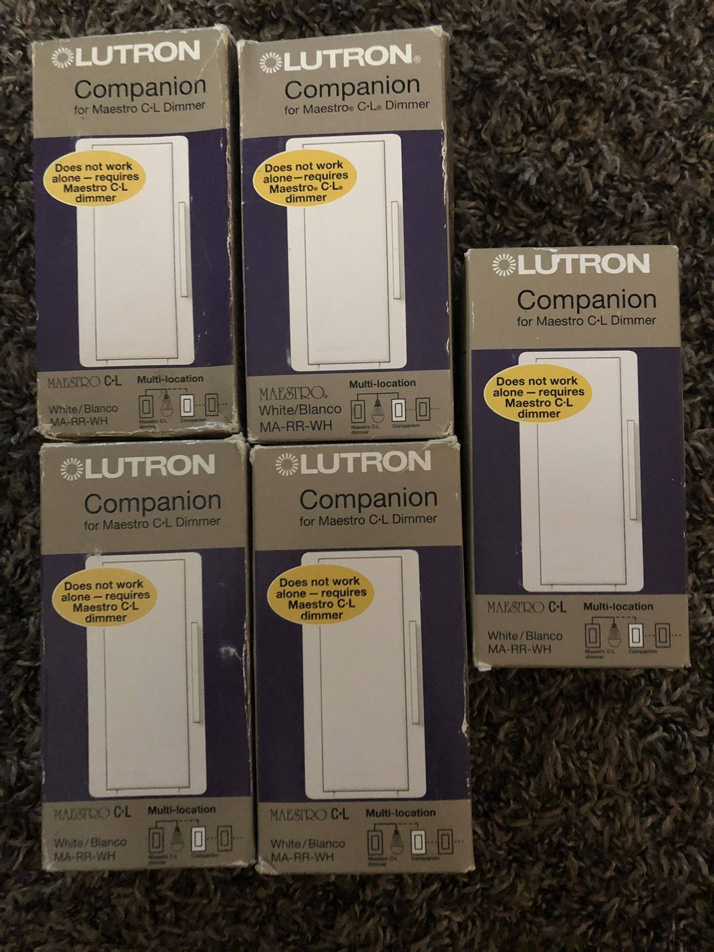 Lutron MARRWH Maestro 600Watt MultiLovation companion Dimmer White