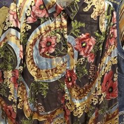 Vintage Floral Polyester Shirt Women's Medium/Large