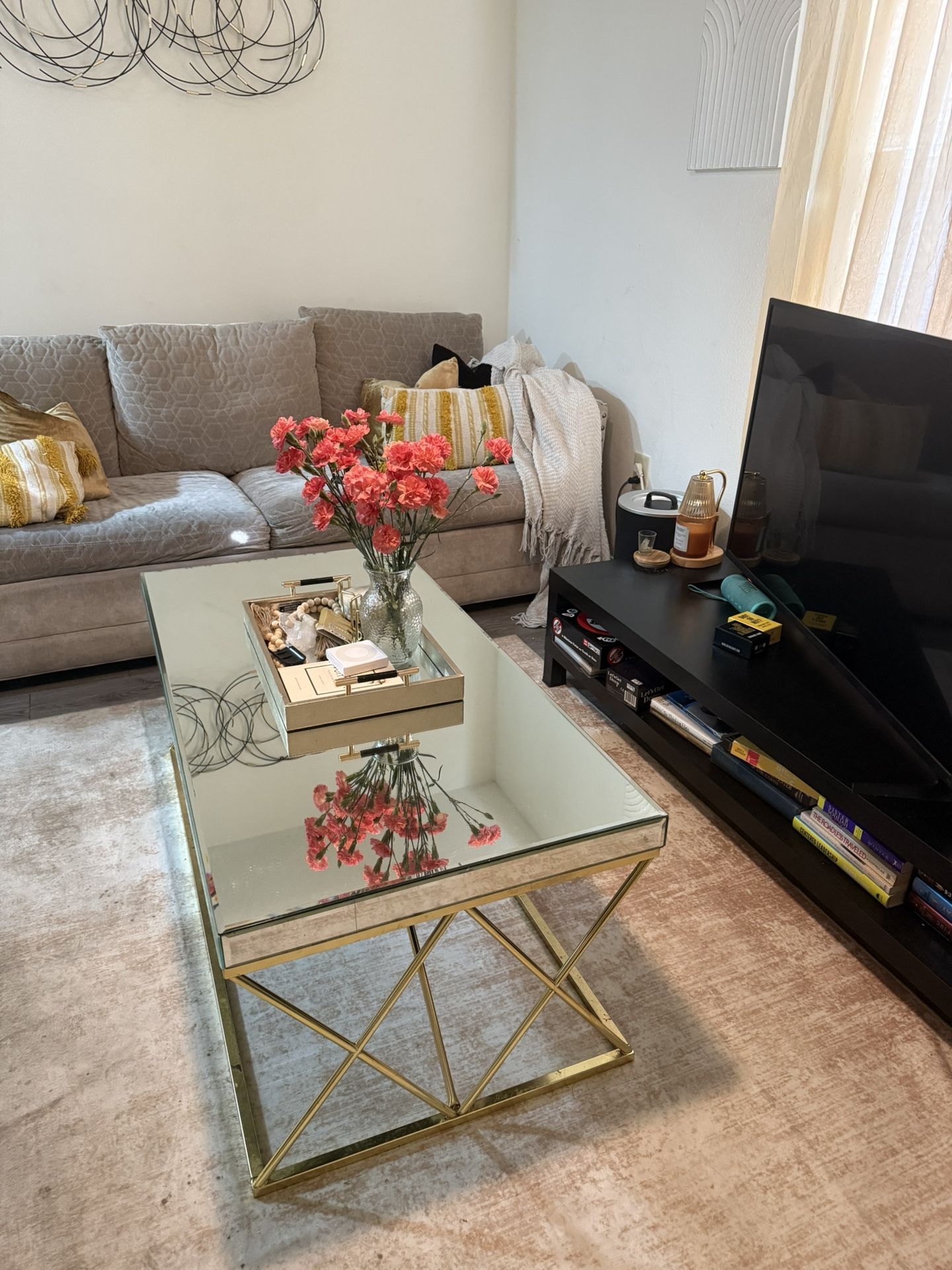 Mirrored and Gold Coffee Table